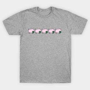 Five Pink Pig Holding Shamrock for St Patricks Day T-Shirt